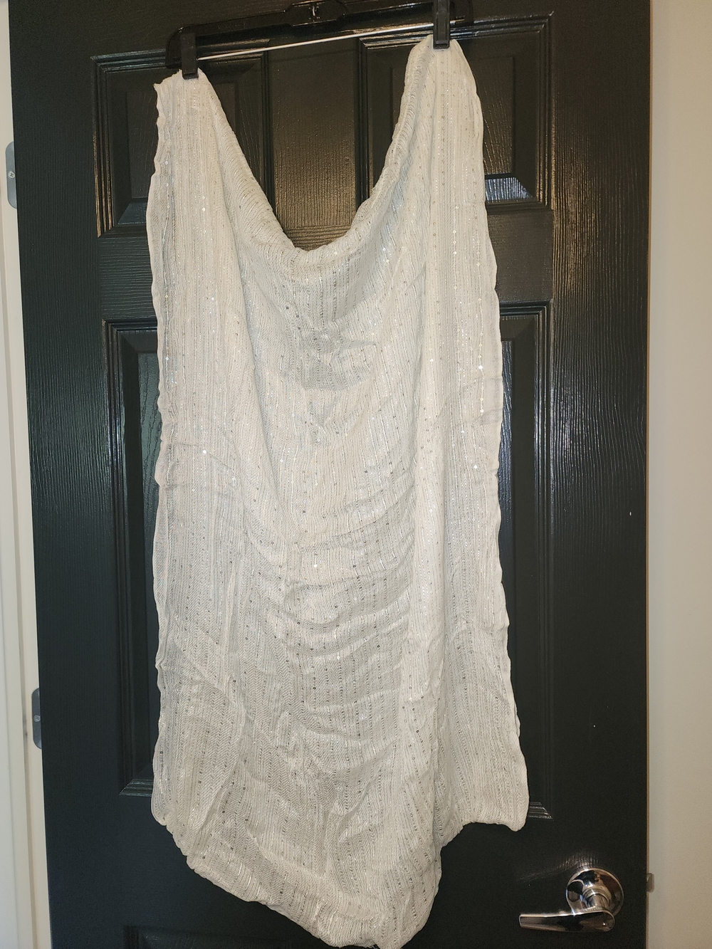 Cream Infiniti Draped Scarf With Silver Sequins